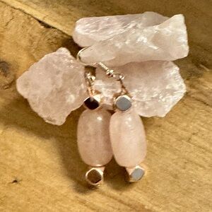 AVILA Rebel Stone Earrings – Rose Quartz & Rose Gold Hematite Edition